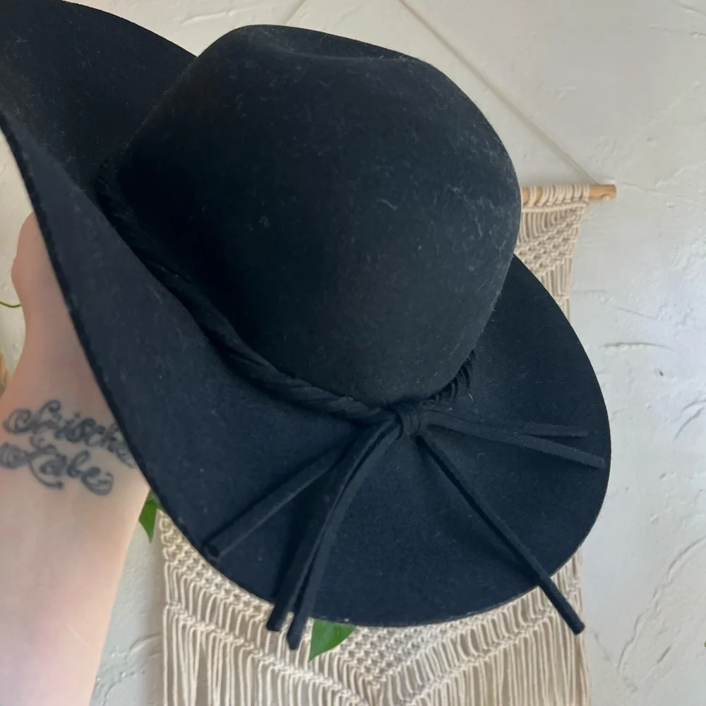 🖤 Target Black Wool Floppy Hat - Wide Brim Boho Western Fedora 🖤